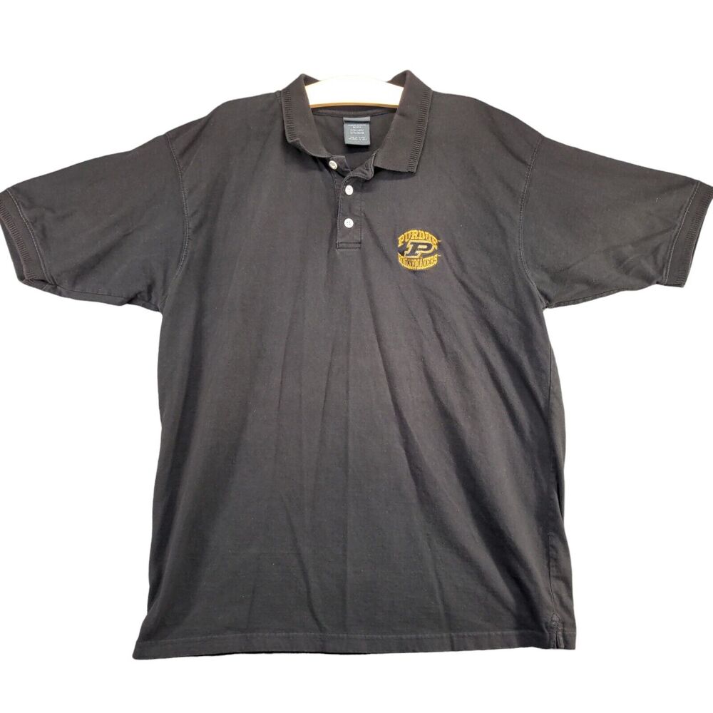 Pro Edge Men's Purdue Boilermakers Polo Shirt Black XL Short Sleeve Straight Hem